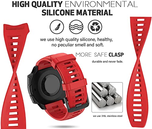 Zitel® Watch Band For Garmin Instinct Solar / Esports / Tide / Tactical GPS Soft Silicone Sport Wristband Straps  - Red