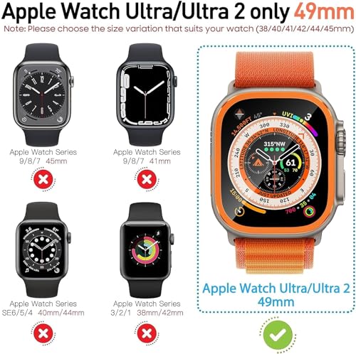 Zitel Privacy Screen Protector for Apple Watch Ultra 2 / Ultra 49mm, Anti-Spy Tempered Glass with Titanium Alloy Framework - Orange