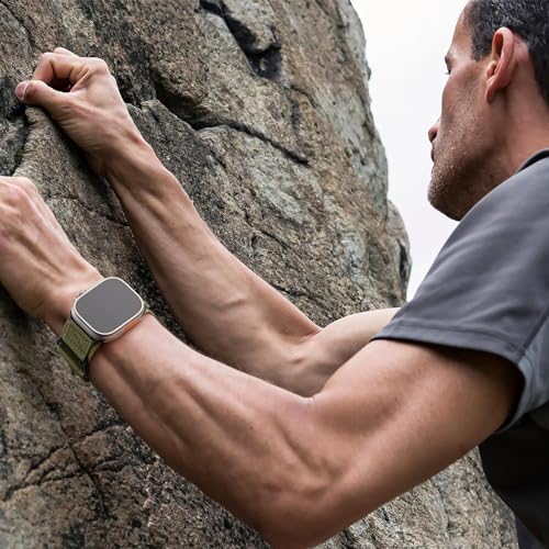 Zitel Band for Apple Watch Ultra 2 Band / Ultra Band 49mm 46mm 45mm 44mm for Men, Ultra Wide Nylon Rugged Sport Strap - Army Green
