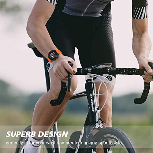 Zitel Bands Compatible with Garmin Forerunner 245/245 Music, Forerunner 645/645 Music, Forerunner 55/158, Vivoactive 3, Venu Sq, Vivomove HR, Approach S40/S42/S12 Silicone 20mm Straps - Orange