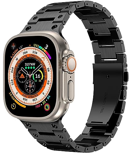 Zitel Metal Bands for Apple Watch Straps Ultra 2 / Ultra 49mm 46mm 45mm 44mm, Series 10 9 8 7 6 5 4 3 2 1 SE - Black