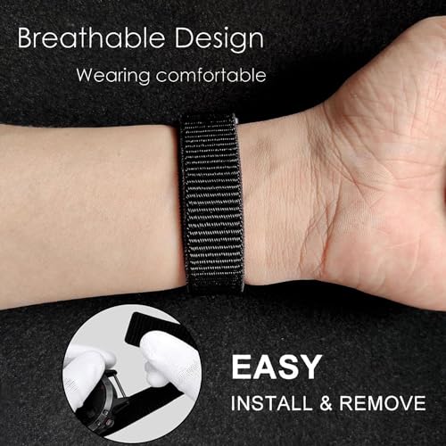 Zitel Band for Garmin Fenix 8 47mm, 7/7 Pro, 6/6 Pro, 5/5 Plus, Epix Pro/Gen 2 47mm, Forerunner 965/955/945/935, Nylon 22mm Sports Strap - Black