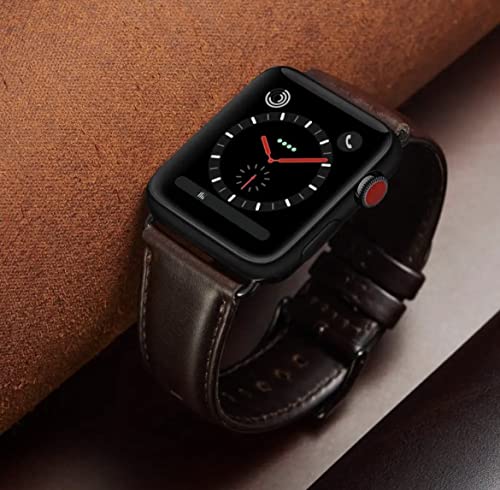 Zitel Leather Bands for Apple Watch Straps 49mm 46mm, 45mm 44mm, Series 10 9 8 7 6 5 4 3 2 1 SE - Coffee Brown
