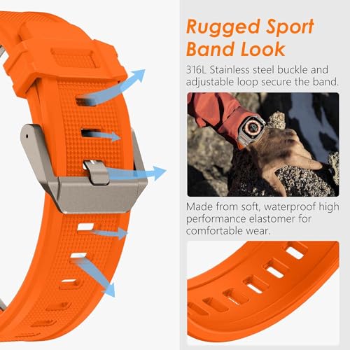 Zitel Band for Apple Watch Ultra 2 / Ultra 49/46/45/44mm Metal Connector Sport Strap - Orange