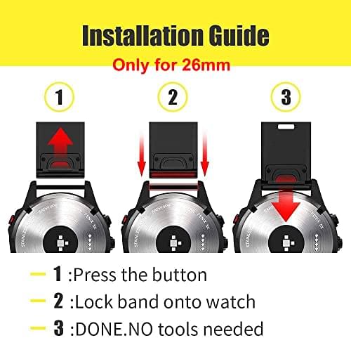 Zitel Band for Fenix 8 51mm, 7X/7X Pro, 6X/6X Pro, 5X/5X Plus, 3/3 HR, Descent MK1, Enduro, 26mm Sport Strap - Matte Black