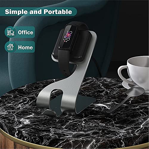 Zitel Charger Stand for Fitbit Charge 6, Charge 5, Luxe Smartwatch Charging Dock - Silver