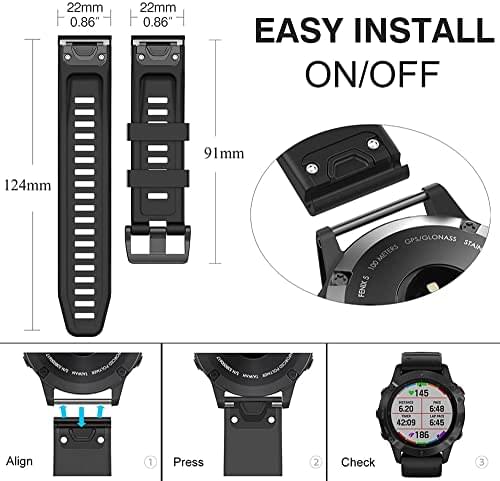 Zitel Band for Garmin Fenix 8 AMOLED 47mm, Fenix E/7/7 Pro, 6/6 Pro, Forerunner 970/965/955, QuickFit 22mm wide Silicone Sport Strap
