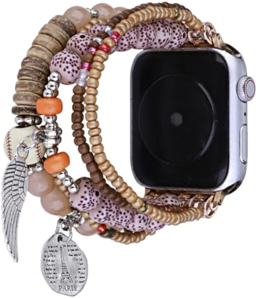 Zitel Band for Apple Watch 42mm(Series 10) 41mm 40mm 38mm Beaded Strap for Women Girls - Amber