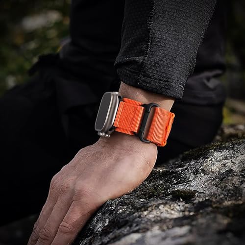 Zitel Band for Apple Watch Ultra 2 Band / Ultra Band 49mm 46mm 45mm 44mm for Men, Ultra Wide Nylon Rugged Sport Strap - Orange