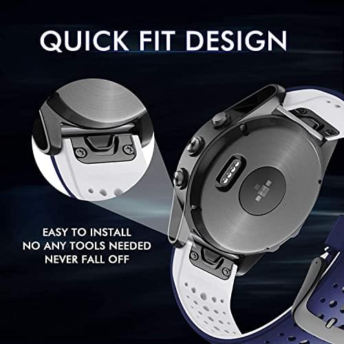 Zitel Band for Garmin Fenix 6/6 Pro, Fenix 7, 5/5 Plus, Epix Gen 2, new Forerunner 965/955/945/935, 22mm Straps - Blue/White