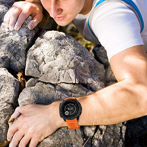 Zitel® Watch Band Compatible with Garmin Instinct Solar / Esports / Tide / Tactical GPS Soft Silicone Sport Wristband Straps - Orange