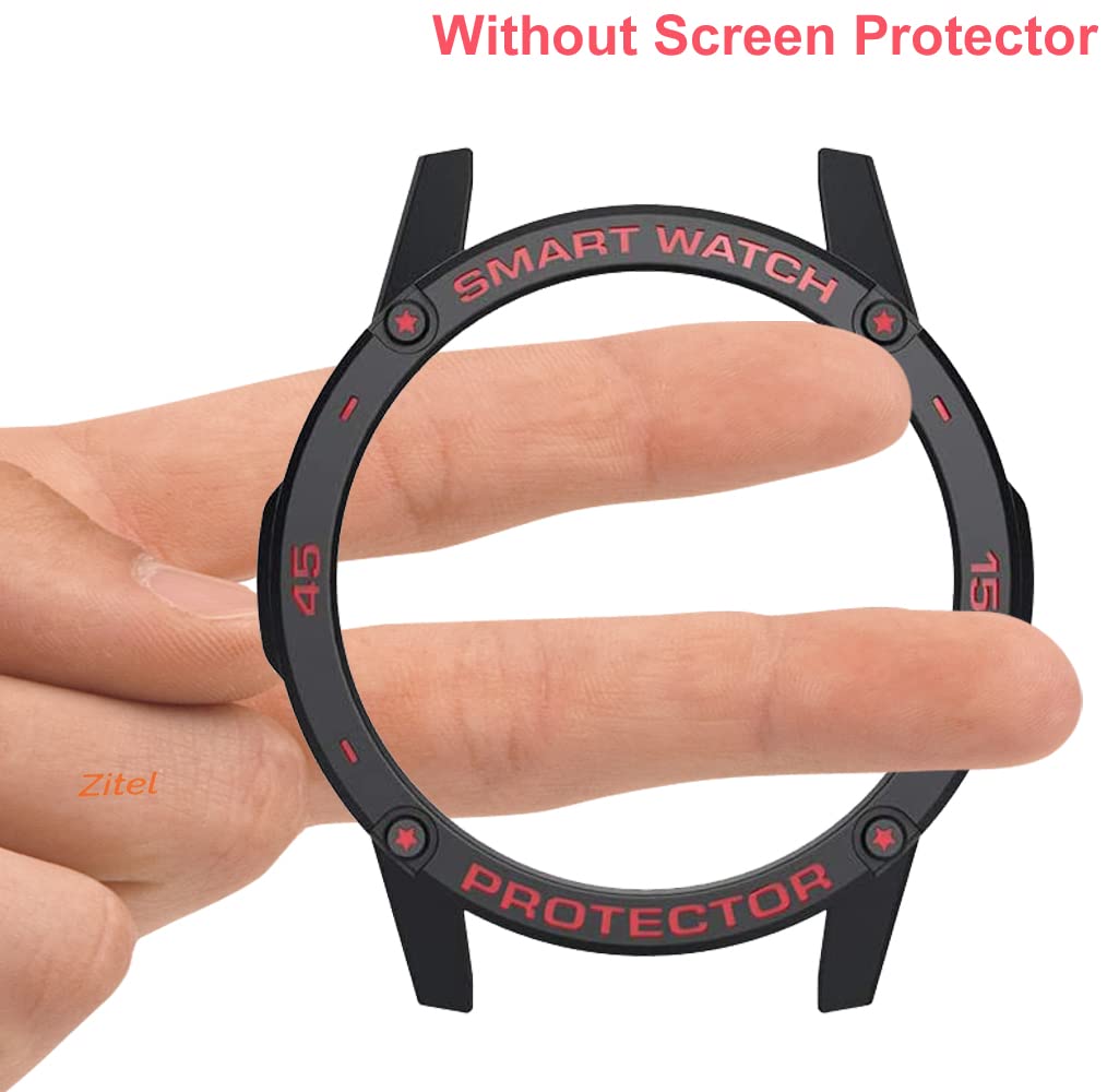 Zitel Case for Honor Magic Watch 2 46mm, Soft TPU Full Around Bumper Cover Shell (Without Screen Protector) - Black-Red