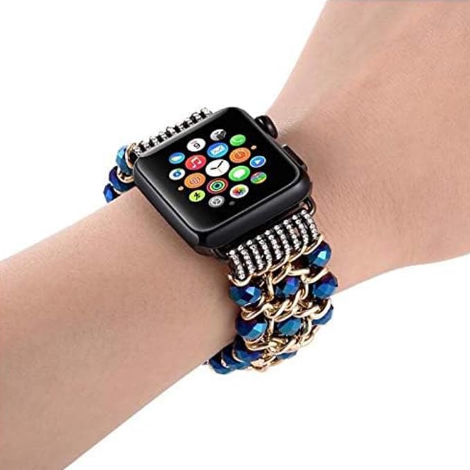 Zitel Band for Apple Watch 42mm(Series 10) 41mm 40mm 38mm Beaded Strap for Women Girls - Blue