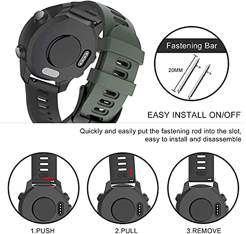 Zitel Bands Compatible with Garmin Forerunner 245/245 Music, Forerunner 645/645 Music, Forerunner 55/158, Vivoactive 3, Venu Sq, Vivomove HR, Approach S40/S42/S12 Silicone 20mm Straps - Green/Black