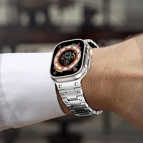 Zitel Metal Bands for Apple Watch Straps Ultra 2 / Ultra 49mm 46mm 45mm 44mm 42mm, Series 9 8 7 6 5 4 3 2 1 SE - Silver