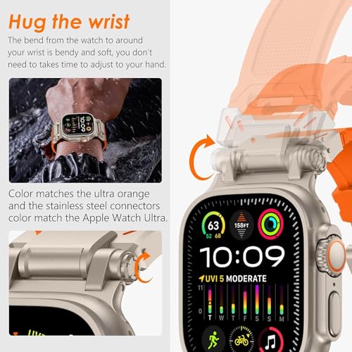 Zitel Band for Apple Watch Ultra 2 / Ultra 49/46/45/44mm Metal Connector Sport Strap - Orange