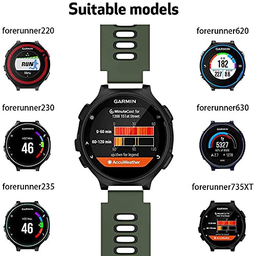 Zitel® Watch Band Compatible with Garmin Forerunner 735XT 220 230 235 235 Lite 620 630, Approach S20 S6 S5 Adjustable Replacement Sport Strap - Army Green