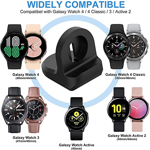 Zitel® Charger Stand Compatible with Samsung Watch Active, Active 2, Watch 3, Watch 4, Watch 4 Classic Non-Slip Base Silicone Charging Stand with Integrated Cable Management Slot - Black