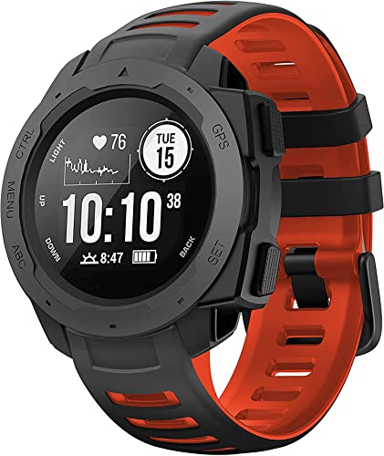Zitel Band for Garmin Instinct 2 Solar / Instinct / Esports / Tide / Tactical GPS Straps - Black-Red