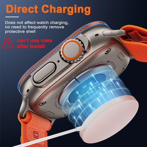 Zitel Screen Protector Case for Apple Watch Ultra 2 49mm / Ultra 49mm Tempered Glass with Titanium Alloy Framework - Orange