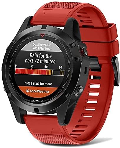 Zitel Band for Garmin Fenix 8 AMOLED 47mm, Fenix E/7/7 Pro, 6/6 Pro, Forerunner 970/965/955, QuickFit 22mm wide Silicone Sport Strap - Red