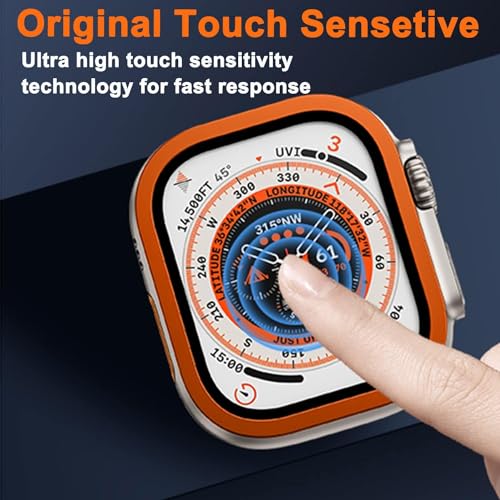 Zitel Screen Protector Case for Apple Watch Ultra 2 49mm / Ultra 49mm Tempered Glass with Titanium Alloy Framework - Orange