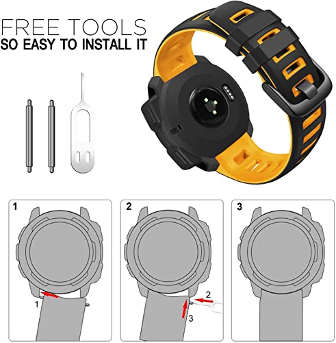 Zitel Band for Garmin Instinct 2 Solar / Instinct / Esports / Tide / Tactical GPS Straps - Black-Yellow