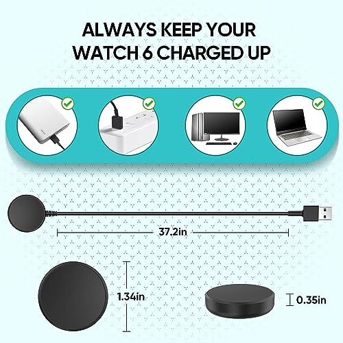 Zitel Charger for Samsung Galaxy Watch 6 - Replacement USB Charging Cable 100cm - Black