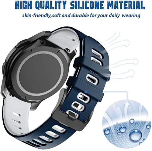 Zitel® Watch Band Compatible with Garmin Vivoactive 4 45mm / Venu 2 45mm, Realme Watch S, S Pro, MI Revolve Watch, Amazfit Stratos Pace 2 2S Quick Release Soft Silicone Strap 22mm - Blue/White
