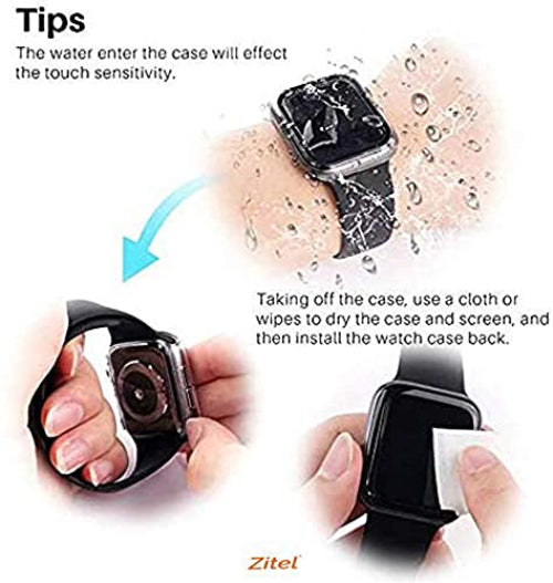 Zitel Case Compatible with Apple Watch Series 7 41mm Hard PC Bumper Case with Built-in 9H Tempered Glass Screen Protector Edge-to-Edge Smart Defense - Red
