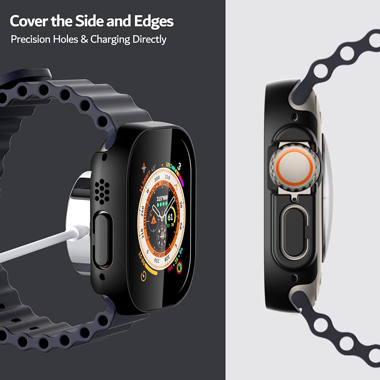 Zitel Case for Apple Watch Ultra 49mm Screen Protector Case with Built-in Tempered Glass - Matte Black