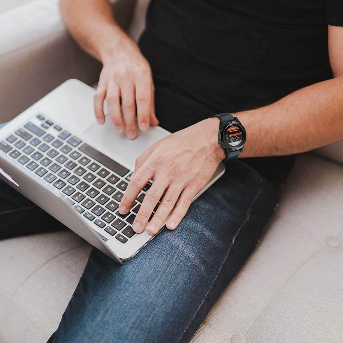 Zitel Band for Garmin Fenix 8 47mm, 7/7 Pro, 6/6 Pro, 5/5 Plus, Epix Pro/Gen 2 47mm, Forerunner 965/955/945/935, 22mm Straps - Black