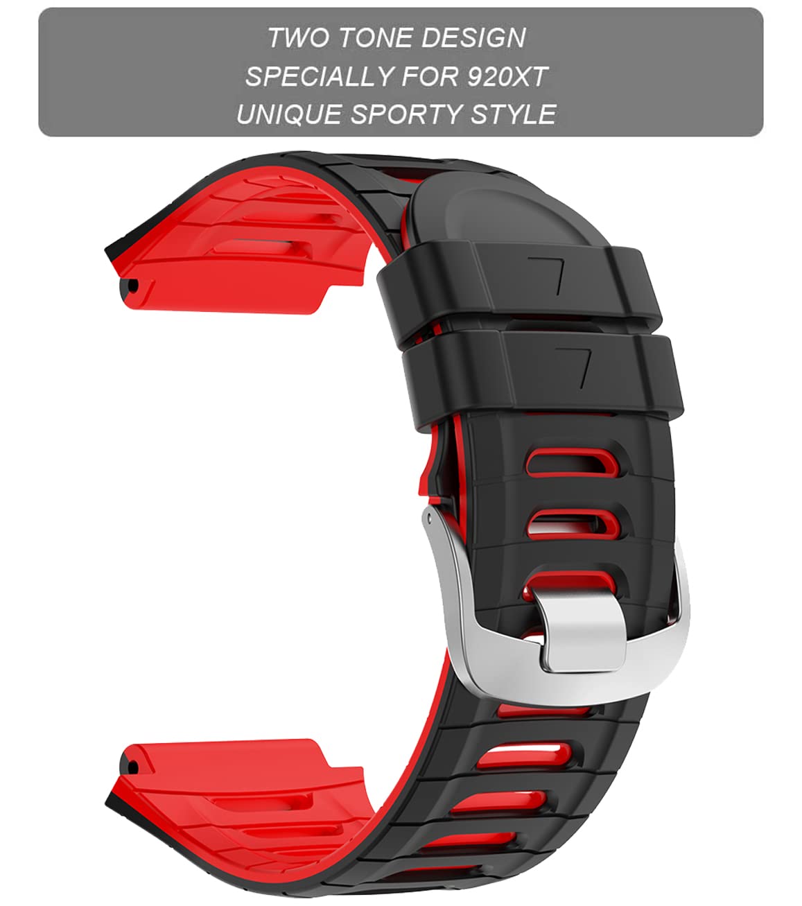 Zitel Bands For Garmin Forerunner 920XT Watch Strap - Black/Red