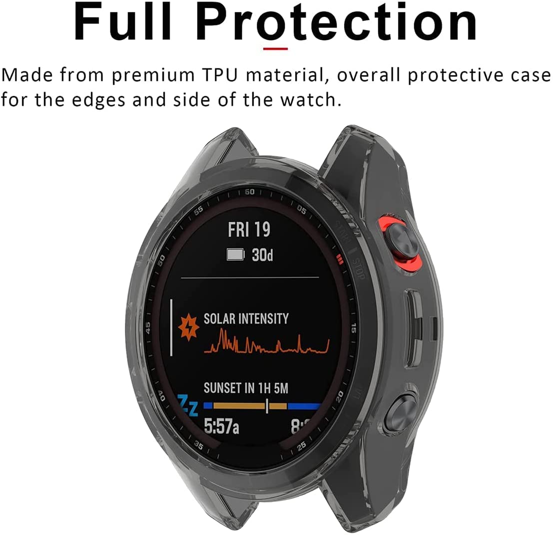 Zitel Case for Garmin Fenix 7S / Fenix 7S Solar Bumper Cover (Not for Fenix 7X / Fenix 7) - Black Tint