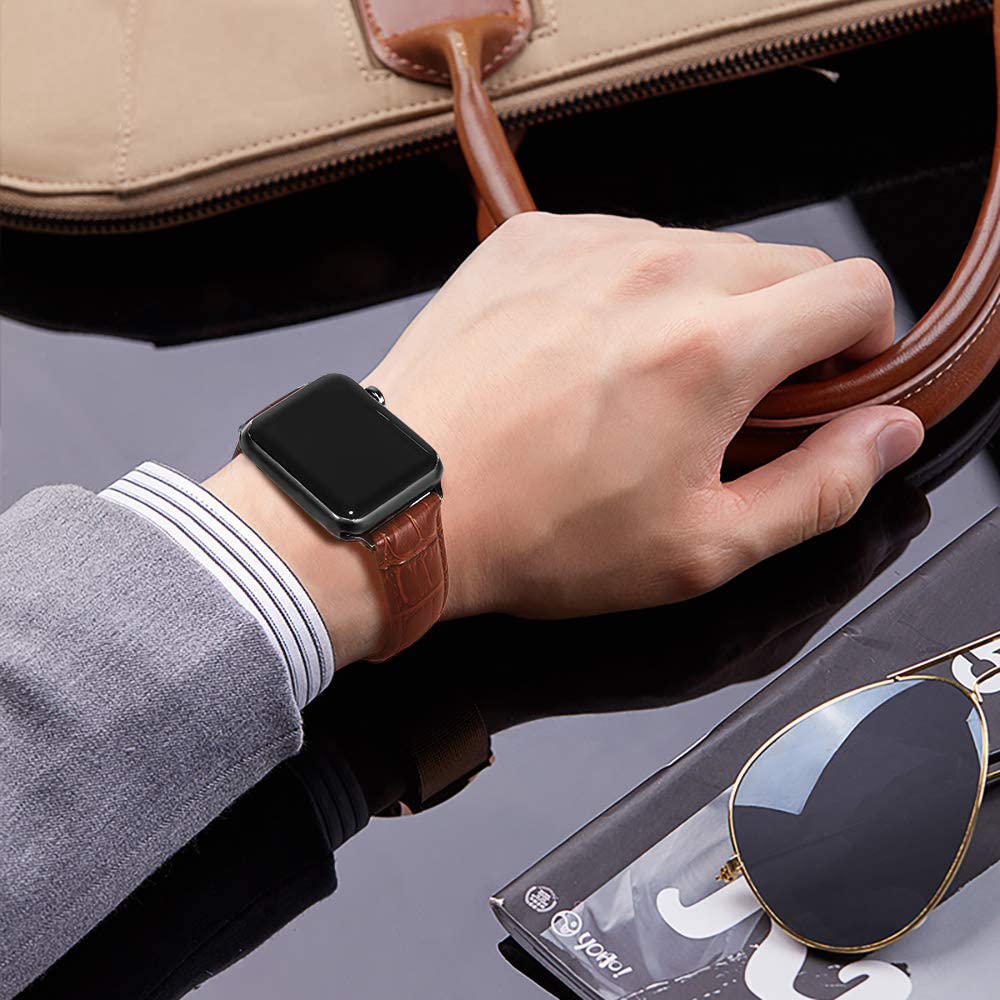 Zitel Leather Bands for Apple Watch Straps 49mm 46mm 45mm 44mm, Series 10 9 8 7 6 5 4 3 2 1 SE - Retro Brown