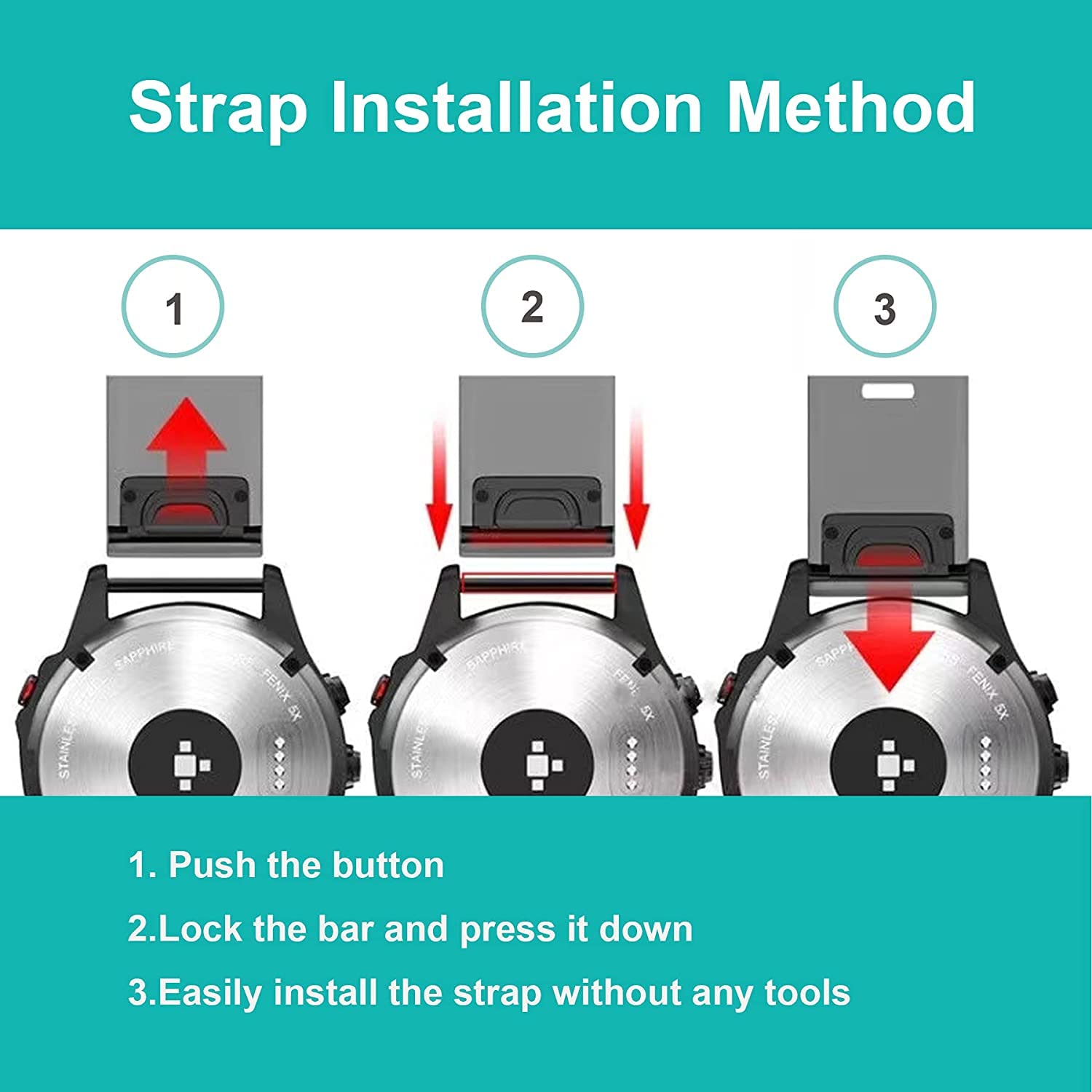 Zitel Band for Fenix 8 51mm, 7X/7X Pro, 6X/6X Pro, 5X/5X Plus, 3/3 HR, Descent MK1, Enduro, Leather Integrated Silicone Strap 26mm - Brown