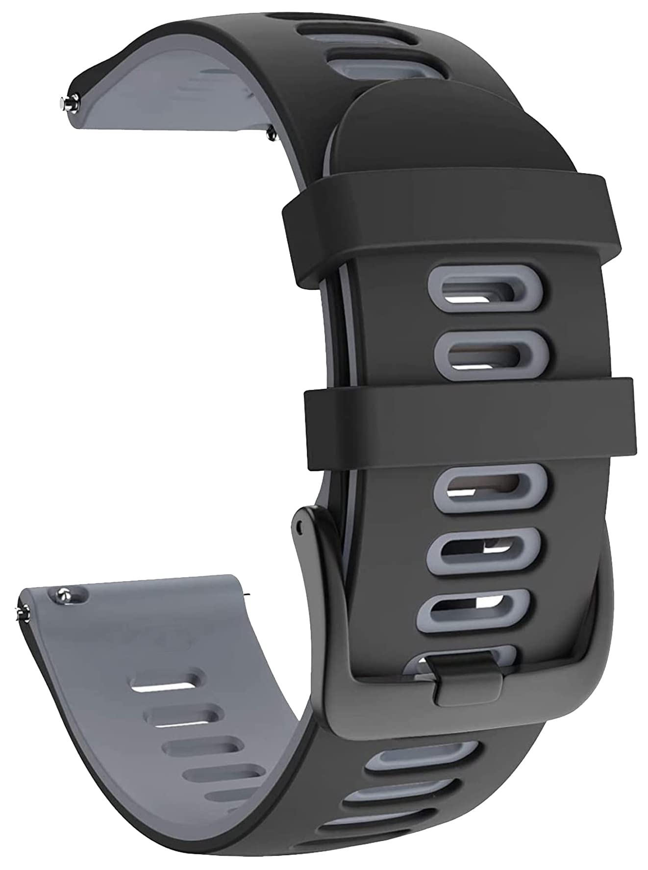 Zitel Band for Garmin Forerunner 265, 255, 245 Music, Vivoactive 4 45mm, Venu 245 mm, Venu 3 45mm, 22mm Wide Strap - Black-Gray