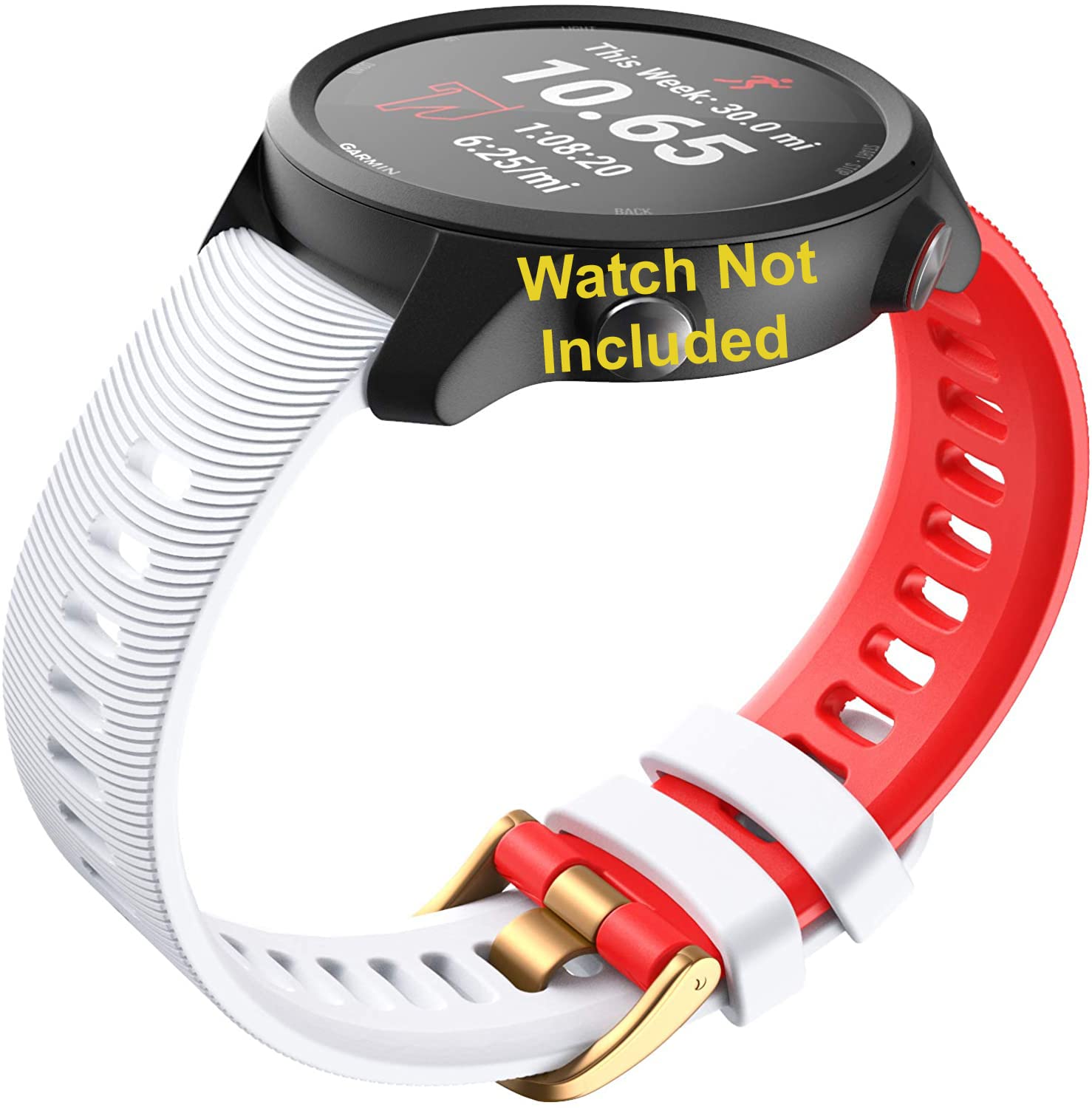 Zitel Bands for Garmin Forerunner 165/245/645, 55/158, Vivoactive 6/5/3/3S, Venu Sq/Sq 2, Venu 2 Plus, 20mm - Red/White