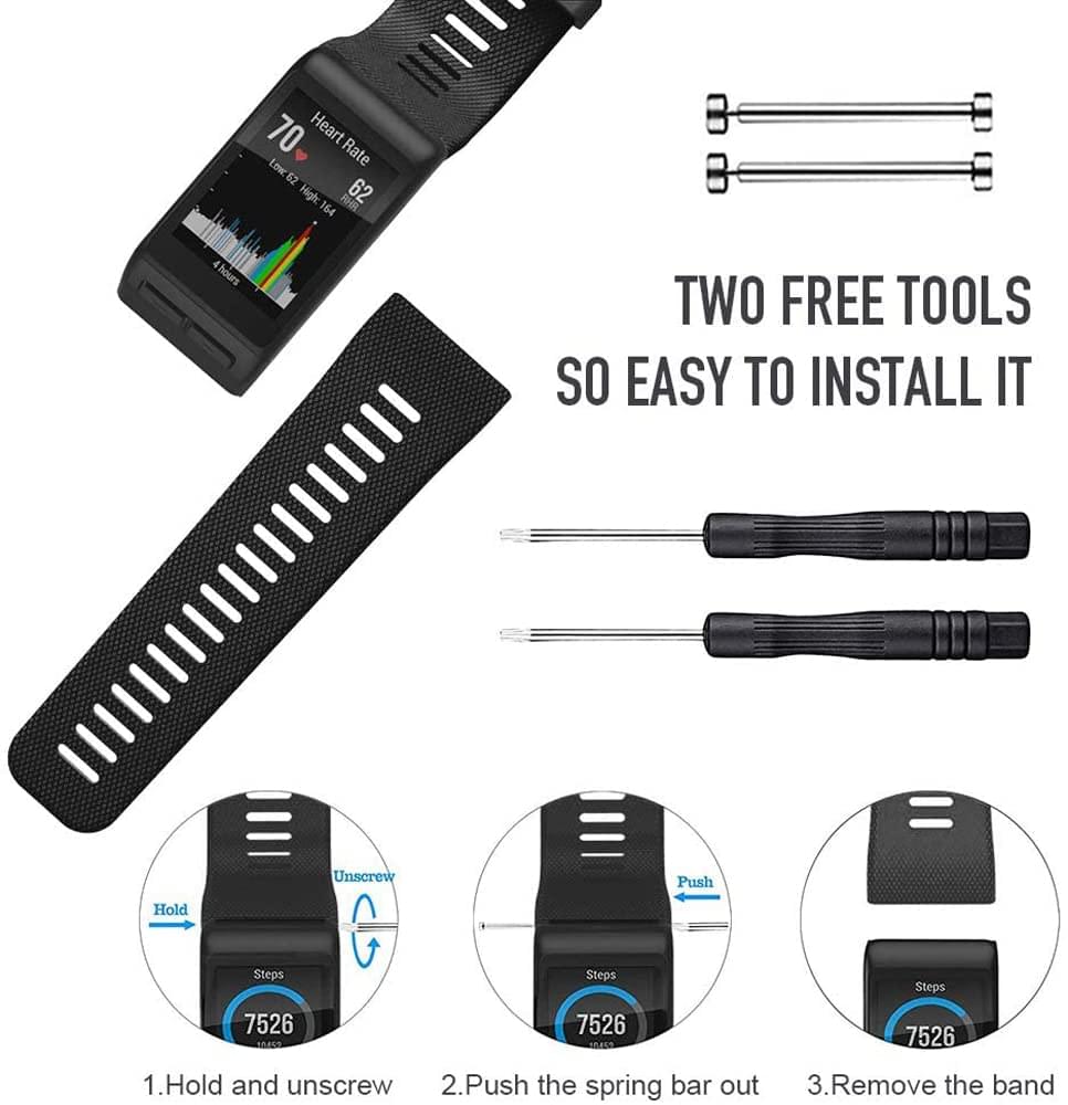 Zitel Band for Garmin Vivoactive HR Strap with Adapter Tools - Black