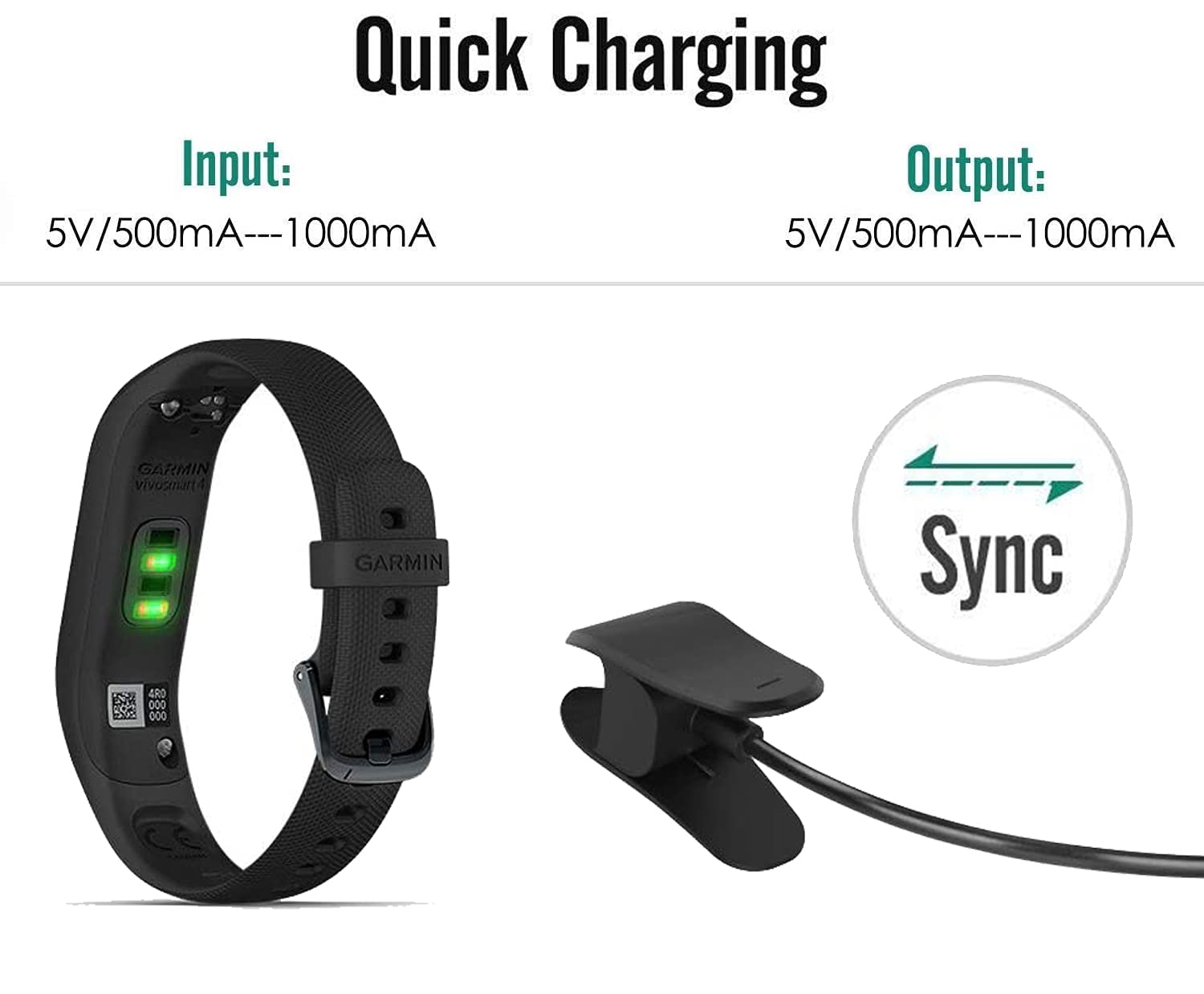 Zitel Charger for Garmin Vivosmart 4 Charging USB Cable 100cm