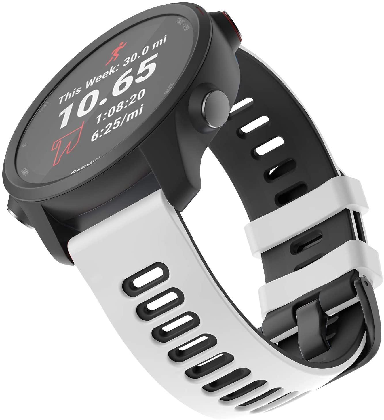 Zitel Band for Garmin Forerunner 265 / 255, Vivoactive 4 45mm, Venu 2 45mm. Venu 3, 22mm Strap - White-Black