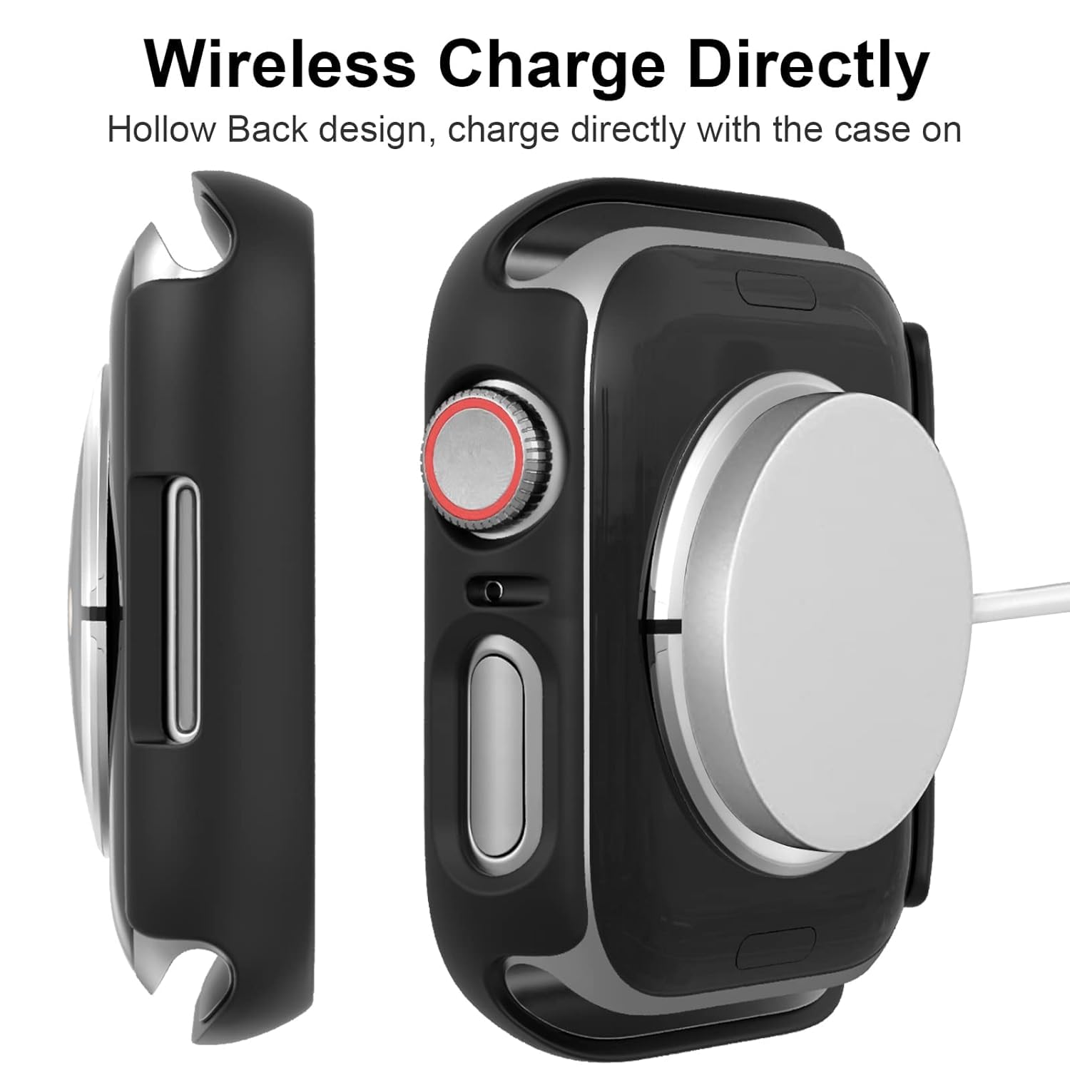 Zitel Privacy Screen Protector Case for Apple Watch 45mm Series 9 / 8 / 7 Anti-Spy Screen Glass Protector Hard PC Cover - Black