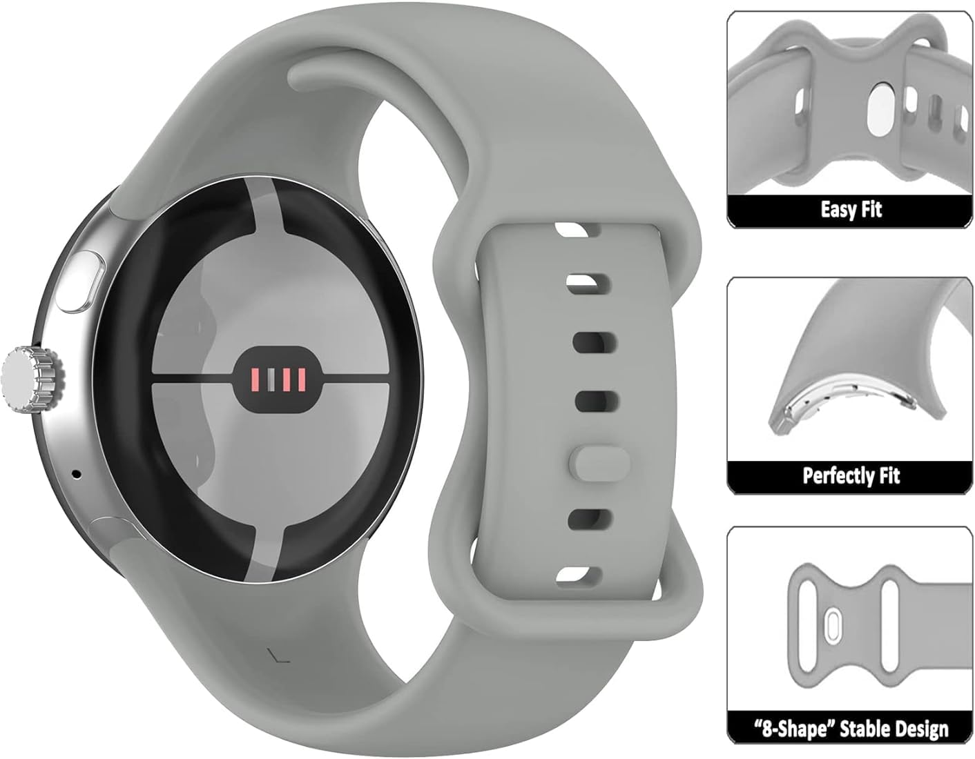 Zitel Band for Google Pixel Watch 2 / Pixel Watch Strap (Gray, Small)
