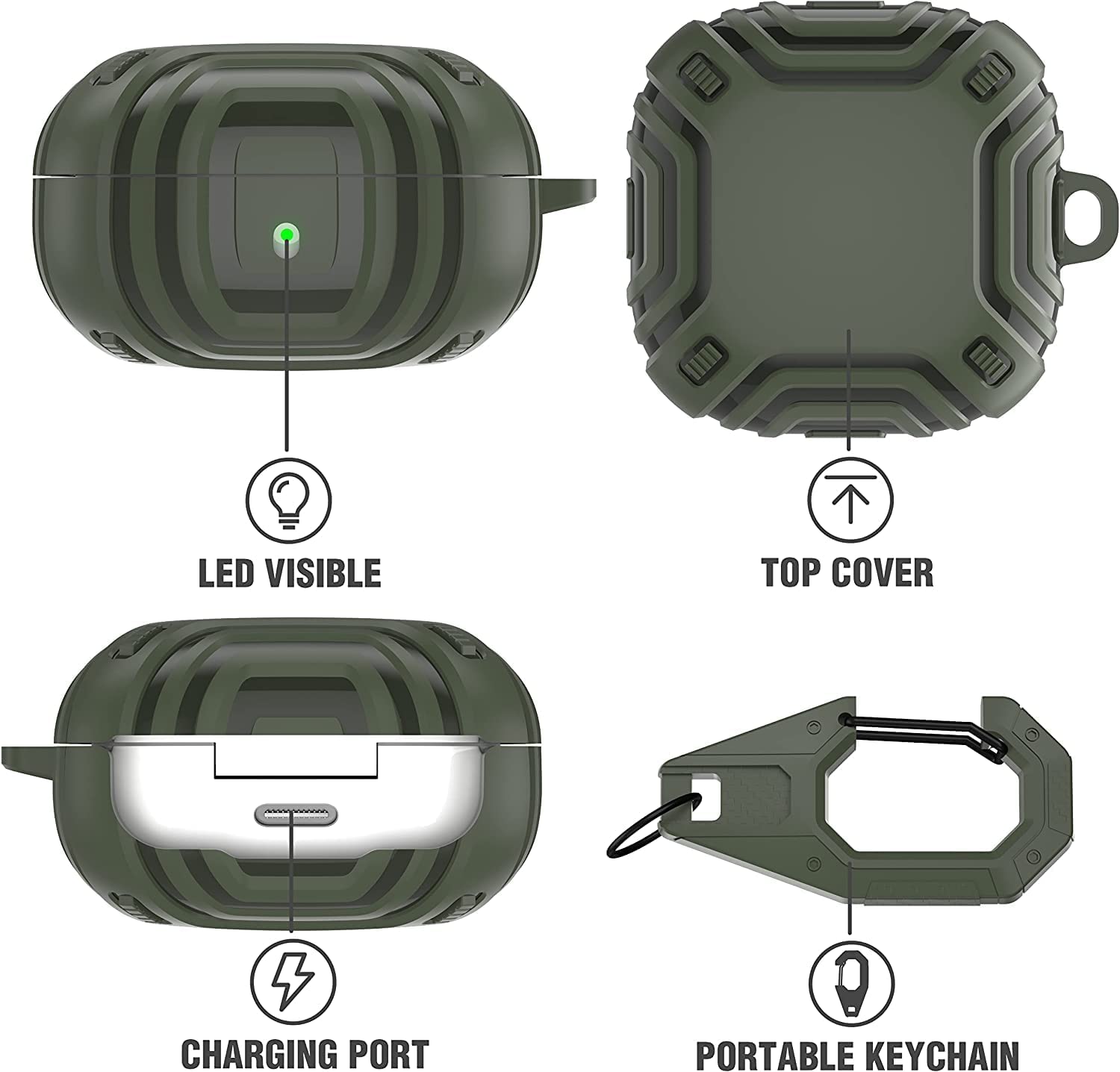 Zitel Case for Samsung Galaxy Buds 2 Pro Case (2022) Buds 2 (2021) Buds Pro (2021)/Buds Live (2020) - Matte Green