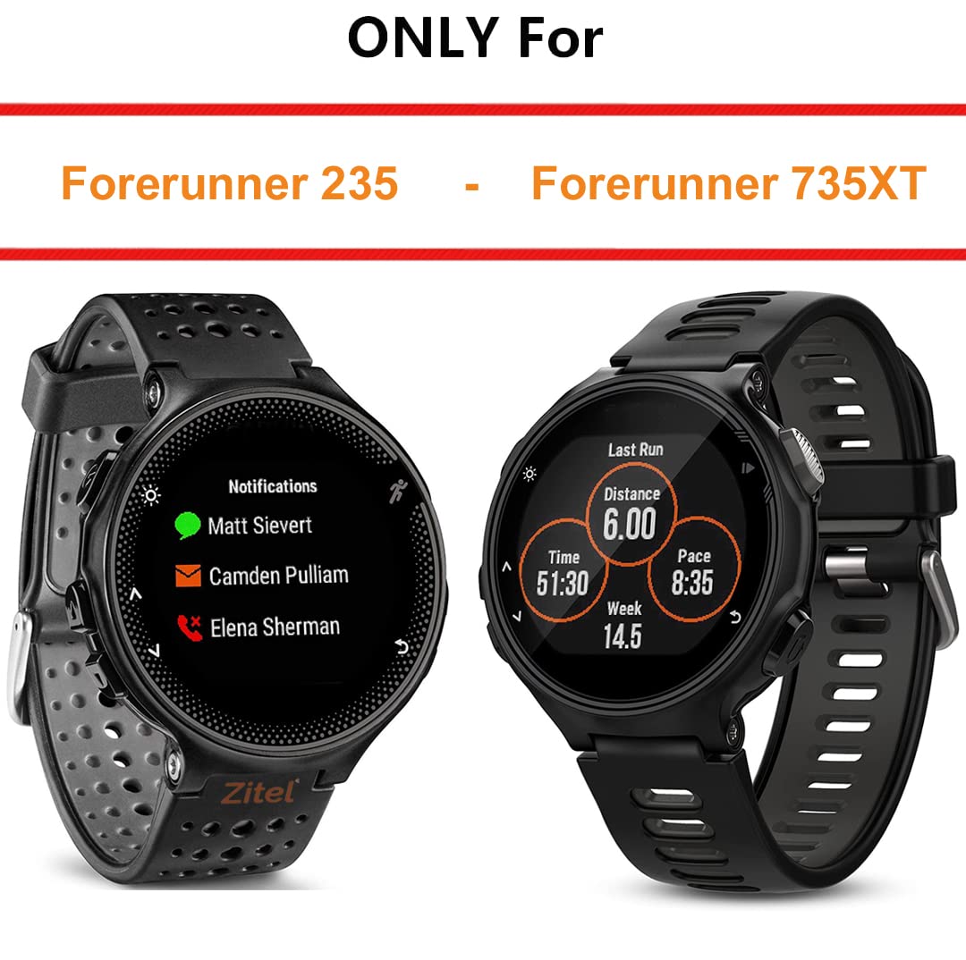 Zitel Case for Garmin Forerunner 235 / 735XT, Soft TPU Full Around Bumper Cover Shell Without Screen Protector - Black Tint