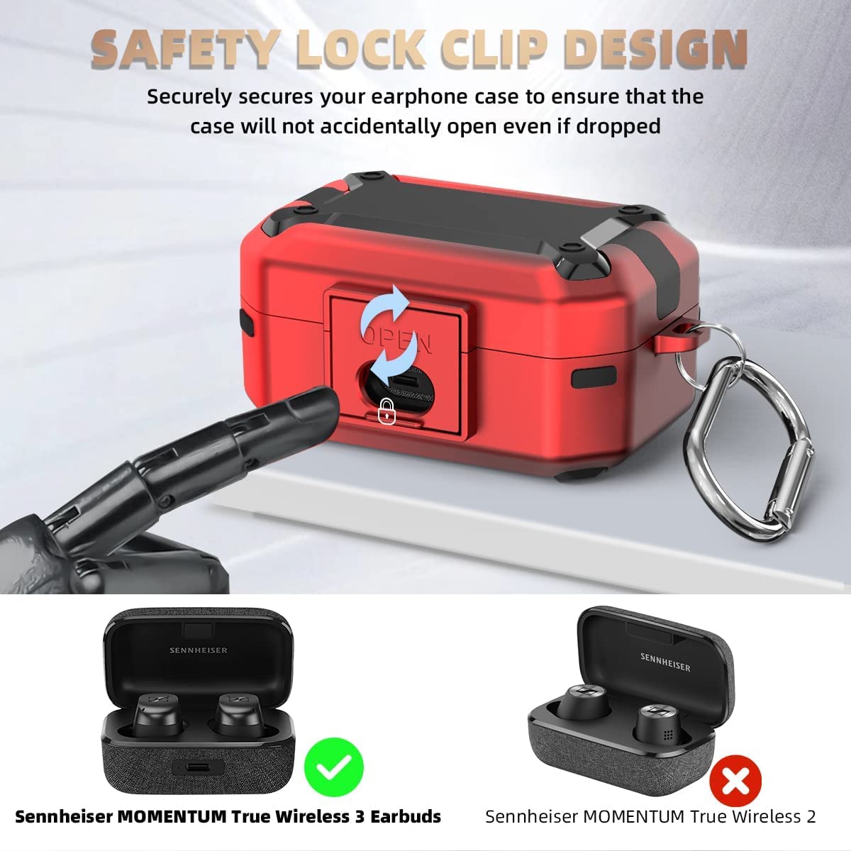 Zitel Case for Sennheiser Momentum True Wireless 3 Earbuds - Red