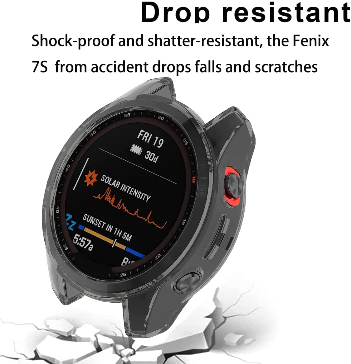 Zitel Case for Garmin Fenix 7S / Fenix 7S Solar Bumper Cover (Not for Fenix 7X / Fenix 7) - Black Tint