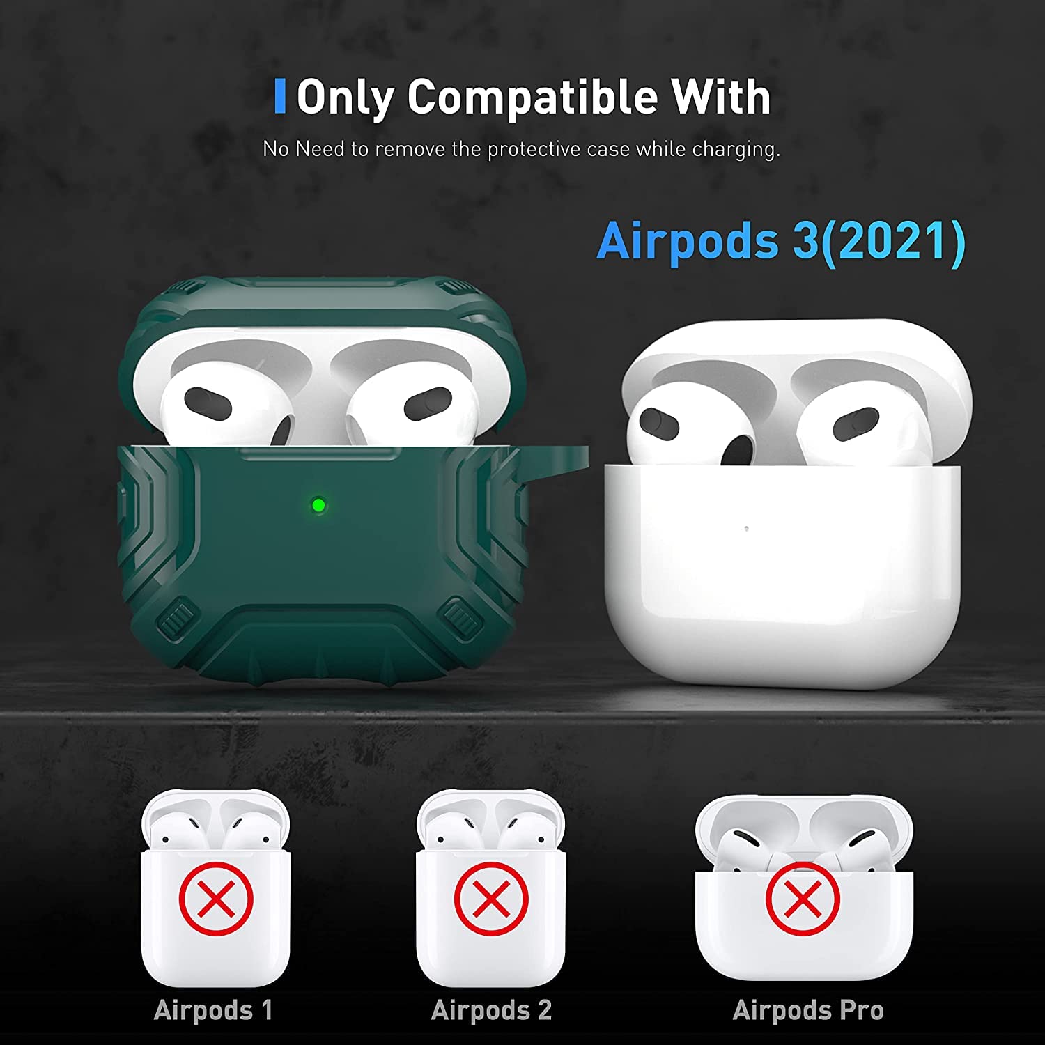 Zitel Case for Airpods 3rd Gen 2021 Cover - Matte Green