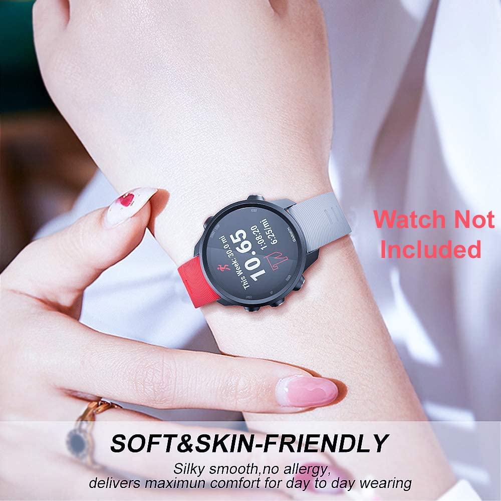 Zitel Bands for Garmin Forerunner 165/245/645, 55/158, Vivoactive 6/5/3/3S, Venu Sq/Sq 2, Venu 2 Plus, 20mm - Red/White