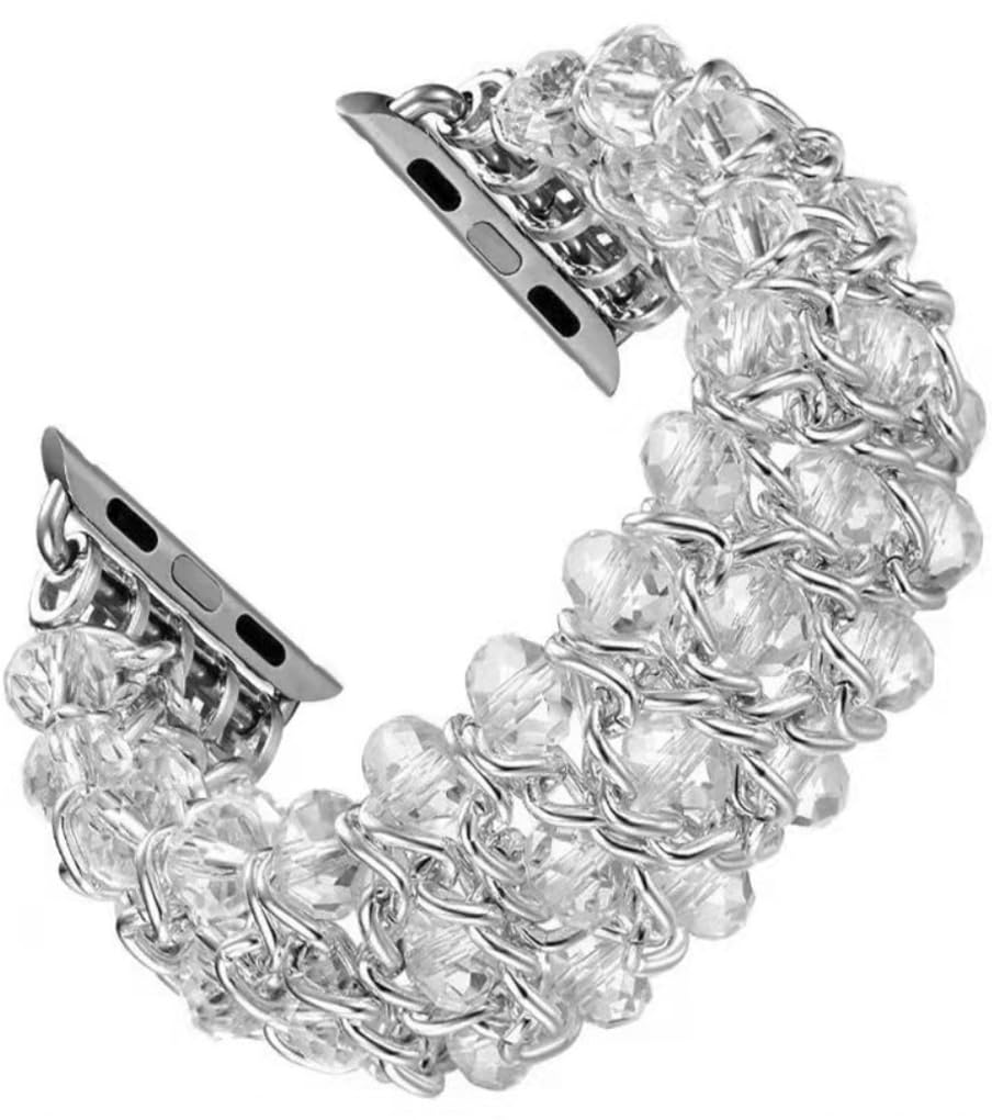 Zitel Band for Apple Watch 42mm(Series 10) 41mm 40mm 38mm Beaded Strap for Women Girls - Clear